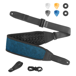 Sangle de guitare rembourrée de qualité supérieure avec coussin en mousse haute densité 3D, tissage jacquard en polyester durable, réglable et antidérapante pour une utilisation durable - Product Image 4