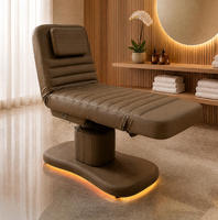 Table de massage électrique réglable pour soins du visage et cils, design moderne avec 3 moteurs, chaise esthétique incurvée en cuir PU pour hôtel