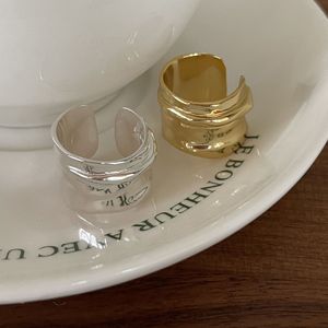 Gioielli di moda 925 argento pesante anello largo per le donne o gli uomini 18K placcato in oro 925 argento sterling anelli regolabili aperti all'ingrosso - Product Image 2