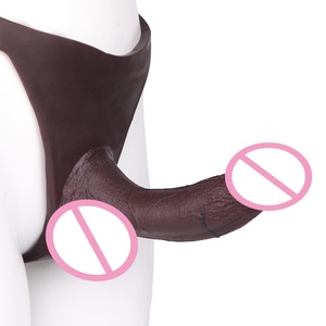 FAAK Silicone Hollow Penis Sleeve Thong Black Color Cock Extender Wearable <b>Dildos</b> Pants Mens Cock Enlarger Adult Pegging Toys - Product Image 1