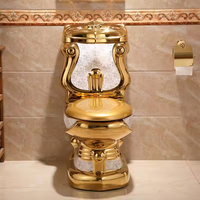 Ensemble de toilettes de luxe en céramique dorée avec lavabo et bidet, WC suspendu à chasse d'eau directe – Offre spéciale