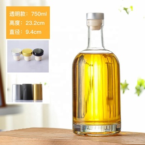 Campione Gratuito Bottiglia da Liquore e Vino in Vetro Vuota Rotonda da 200ml 375ml 500ml 750ml Trasparente e Satinata per Whisky Vodka <span class=keywords><strong>Gin</strong></span> con Tappo in Sughero - Product Image 4