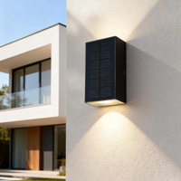 Lampe murale solaire LED extérieure étanche en aluminium, design moderne haut/bas, batterie rechargeable, blanc chaud pour jardin
