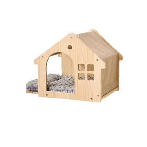 Wooden Cat <b>Bed</b> Solid Wood Wall Mounted <b>House</b> Shape Pet Hammock For Cats Durable Four Seasons Use - Product Image 2