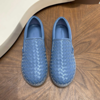 Mocassins en cuir tissés à la main de style designer de haute qualité, semelle en caoutchouc transparente, sans lacets, confortables, décontractés, pour la marche quotidienne