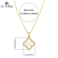 Pendentif Luxe Léger Trèfle à Quatre Feuilles en Or 18K Bijoux Ajustables Déclaration Personnalisée Cadeau Chaînes Colliers Tendance pour Femme