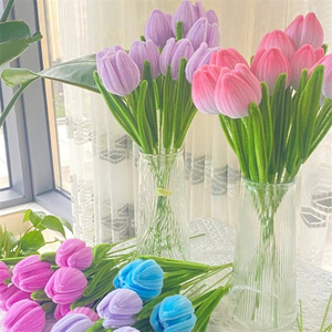Flores de limpiapipas hechas a mano LUYI al por mayor, mezcla de tulipanes y rosas, varillas retorcidas, plantas terminadas, regalo creativo, decoración del hogar - Product Image 3