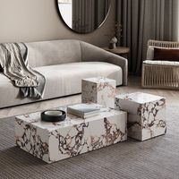 Combinaison créative de table basse et de meuble TV avec plaque de roche, personnalisation de table d'angle moderne de luxe italienne légère