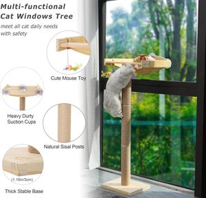 Custom Wood Eco-friendly <strong>Cat</strong> Window Perch <strong>Scratching</strong> <strong>Posts</strong> Climbing Tree Hammock Mounted Suction Cups <strong>Cat</strong> Tree Tower Carton - Product Image 5