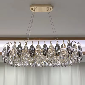 Home Decoration Led Hanging <b>Light</b> Hotel Restaurant Rectangle Led Gray K9 Crystal <b>Chandelier</b> - Product Image 2