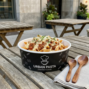 Bol en papier rond jetable personnalisé de qualité alimentaire pour restaurant, à emporter, en papier kraft blanc ou brun avec couvercle pour collations, nouilles, pâtes - Product Image 2