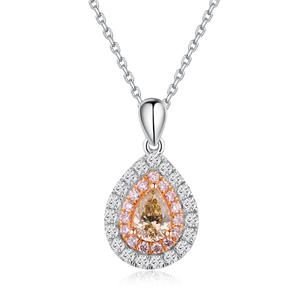 Colgante de Diamante Natural de Corte Pera, Color Blanco y Rosa, de Alta Calidad, en Oro Sólido de 18K, Joyería Fina para Uso Diario, Certificado IGI - Product Image 1