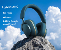 Casques de jeu E-sport hybrides ANC en métal avec dongle 2,4 GHz, personnalisables OEM/ODM, offre marque blanche