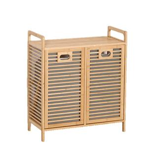 <span class=keywords><strong>Armoire</strong></span> de rangement en bambou avec panier à <span class=keywords><strong>linge</strong></span>-Organisateur d'angle pour chambre/salon, support de <span class=keywords><strong>tri</strong></span> des vêtements et commode - Product Image 5