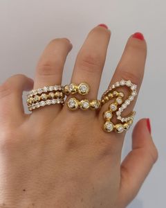 Chất Lượng Cao Bling Tinh Tế Thời Trang Phụ Nữ Đồ Trang Sức 5A CZ Đôi Ba Lớp Chunky Vòng Có Thể Điều Chỉnh Vòng - Product Image 2