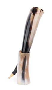 Pièce maîtresse à pointe dorée en corne de buffle naturelle avec support 12 pouces décoration de la maison décor de ferme parfait pour les cadeaux - Product Image 2