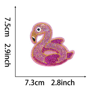 Mới thân thiện với môi PVC vải sắt-on sequin thêu màu hồng Cá Heo Cá thiên nga vỏ vá cho Câu Lạc Bộ Golf mũ túi trang trí - Product Image 2