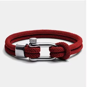 Mens Nylon Rope Woven Bracelet Stainless Steel Shackle Clasp Sports Fashion Jewelry <strong>Valentines</strong> Day <strong>Gift</strong> - Product Image 1