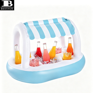 Bar <span class=keywords><strong>de</strong></span> buffet flottant gonflable avec auvent, en PVC épaissi, cabane chic à rayures, station <span class=keywords><strong>de</strong></span> boissons et <span class=keywords><strong>de</strong></span> collations pour piscine, plage, <span class=keywords><strong>lac</strong></span> - Product Image 6