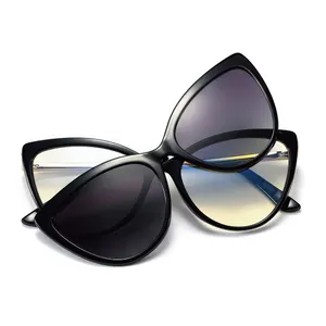 Brand Designer TR90 Magnetic Frame Glasses Shades Sunglasses Polarized 2 in 1 Clips on Sun Glasses for Man