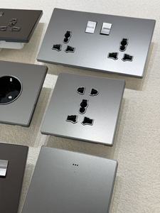 86 loại hiện đại tường ánh sáng Thiết bị chuyển mạch khung thép không gỉ màu xám 250V 146 đôi 13A anh phổ ổ cắm AU EU 16A Châu Âu 45A AC - Product Image 5