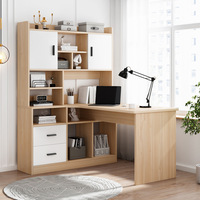 Table d'ordinateur de bureau longue en forme de L, moderne et simple avec tiroir, armoire de rangement pour ordinateur portable