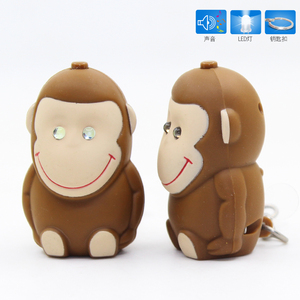 Điện tử Quà Tặng Khuyến Mãi Nhựa Led 3D Đèn Pin Sound <span class=keywords><strong>Keychain</strong></span> khỉ Shape - Product Image 3