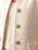 Bouton-pression matelassé doré en strass, motif losanges de luxe, en alliage de zinc, avec rivet à bordure en corde écologique, pour manteau en tweed de soirée