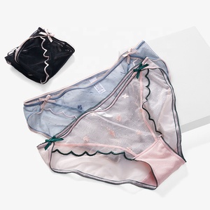 Factory Custom Girls Breathable Mesh See Through <strong>Underwear</strong> Japan Ladies Panties Transparent Mid <strong>Waist</strong> Lace Panties for Women - Product Image 3