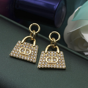Fashion <b>Stud</b> <b>Earrings</b> Gold Rhinestone Lock Shape Alphanumeric Script Party Jewelry Zinc Alloy Micro Insert - Product Image 1