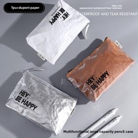 Trousse à crayons en PVC pour garçons, motif lettres imprimé personnalisé, style minimaliste Instagram, imperméable, résistante aux déchirures, multi-usages pour étudiants