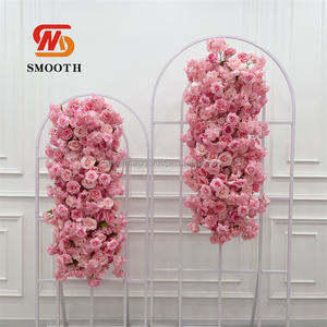 Mariage lisse Rose Rose Soie Fleurs Rangée Fleurs Artificielles Guirlande Centres De Table Coureurs De Fleurs pour Arche De Mariage - Product Image 6