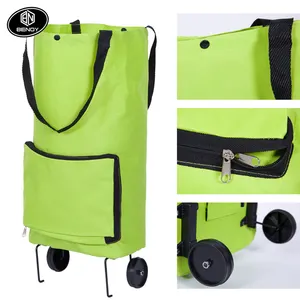 Nova bolsa para compras, bolsa de compras da moda com roda, bolsas ecológicas, à prova d'água, estampada, para carrinho e bolsa portátil