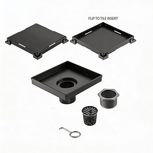 <span class=keywords><strong>Douche</strong></span> de salle de bain/hôtel moderne en acier inoxydable, style invisible, finition noire mate de qualité supérieure, insert de carrelage 6x6 pouces - Product Image 2