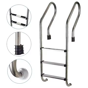 Sistema di Ingresso per Piscina a 3 Livelli Antiscivolo Sicuro, Scala di Sicurezza in Acciaio Inox 304 con Gradini Rinforzati per Piscine Commerciali - Product Image 2
