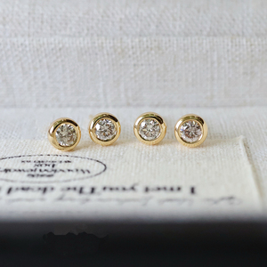 Aazuo Fine Jewelry 18K Solid Yellow Gold Real Natural Diamond Classic Round <b>Bubble</b> Stud Earring Gift For Ladies & <b>Kid</b> Daily Wear - Product Image 2