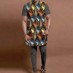 Ensemble <span class=keywords><strong>chemise</strong></span> et pantalon Dashiki pour hommes africains, grande taille, respirant, 100% coton, tenue traditionnelle 2216032 - Product Image 2
