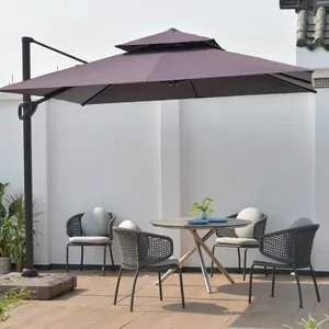 Большой алюминиевый открытый садовый зонтик от солнца с бахромой в полоску роскошный пляжный зонт для патио