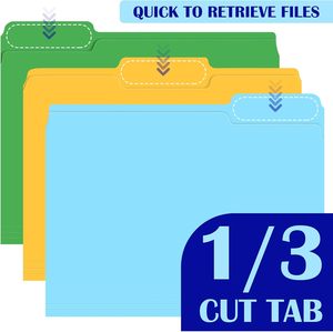 Cartelle Portadocumenti Colorate Formato Lettera, Cartelle Manilla con Linguetta a 1/3 di Spessore per <span class=keywords><strong>Documenti</strong></span>, File e Carta per Ufficio, Scuola e Aziende - Product Image 3