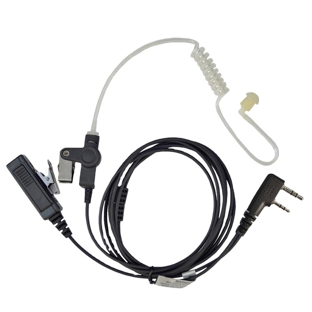 Two Wired Security Secret Agent PTT Mic Air Tube FBI Earpiece for Kenwood