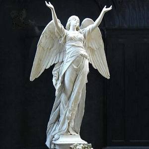 BLVE scultura a grandezza naturale in pietra naturale intagliata a mano in marmo statua da giardino con angelo del cimitero all'aperto in vendita MSJ-37 - Product Image 5