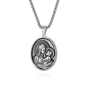 Collar con Amuleto Sagrado de Estilo Europeo Americano Retro, Colgante de Acero de Titanio, Joyería Religiosa Unisex para Ceremonias - Product Image 5