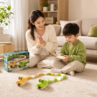 Mainan Ular Magnetik Zhorya RC Remote Control Ular Serakah Dengan 8 Blok Penghubung Lampu LED Musik untuk Anak-Anak