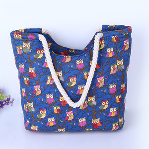 Sac fourre-tout grande capacité pour femme 2026, style ethnique, couleur unie, nouveau, en toile imprimée avec doublure en polyester et fermeture éclair, mode transfrontalière - Product Image 2