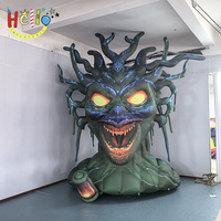 Tête de monstre géante gonflable, décoration effrayante pour Halloween, accessoires d'ambiance pour maison hantée et parc à thème