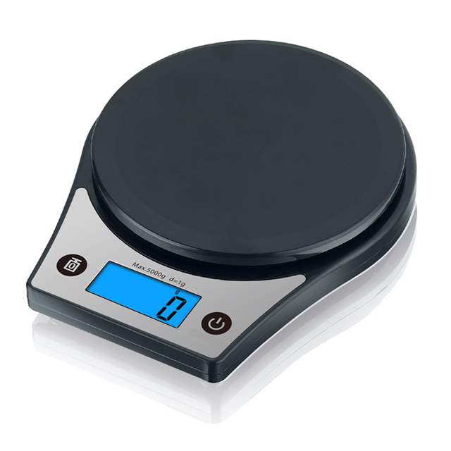 Canny Wholesale Digital Electronic Kitchen Food Weighing Scale LCD Display Round ABS Plastic CE ROHS Scale 5kg