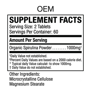 Comprimés de spiruline OEM, superaliment vert, extrait de plante, complément alimentaire, 120 comprimés pour hommes et femmes adultes - Product Image 2