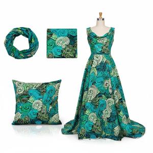 Tissu Ankara Wax Dynamique Bleu Vert Haut de Gamme <span class=keywords><strong>en</strong></span> Batik Africain 100% Coton <span class=keywords><strong>Satin</strong></span>é avec une Brillance Unique et une Sensation Soyeuse - Product Image 3