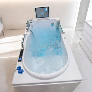 <span class=keywords><strong>Baignoire</strong></span> en acrylique avec fonction massage par remous <span class=keywords><strong>pour</strong></span> les personnes <span class=keywords><strong>à</strong></span> mobilité réduite, <span class=keywords><strong>porte</strong></span> de sécurité, barre d'appui, vidange facile, design écologique et confortable - Product Image 5