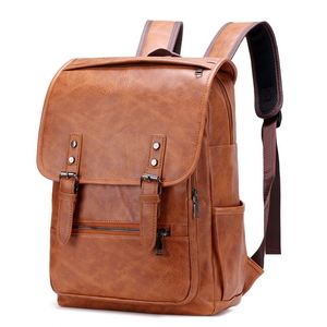 OEM Fashion Durable Pu Leather Mens Waterproof Laptop <b>Backpack</b> Large Capacity <b>Anti</b> <b>Theft</b> Outdoor Travel Computer <b>Backpack</b> - Product Image 1